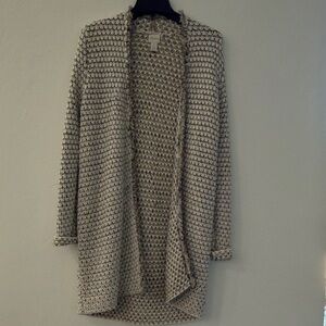 Women's cream with hints of black and gold shimmer Open-Front Sweater